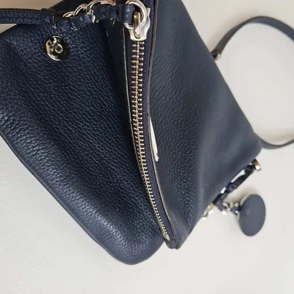 MICHAEL KORS Corinne Pebbled Leather Messenger Bag Flap Crossbody‎ Purse Blue